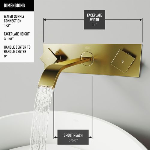Main product image of Titus Two Handle Wall Mount Bathroom Faucet (Matte Brushed Gold), VG05002MG