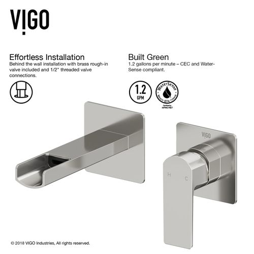 Main product image of Atticus Single Handle Wall Mount Bathroom Faucet (Brushed Nickel), VG05005BN