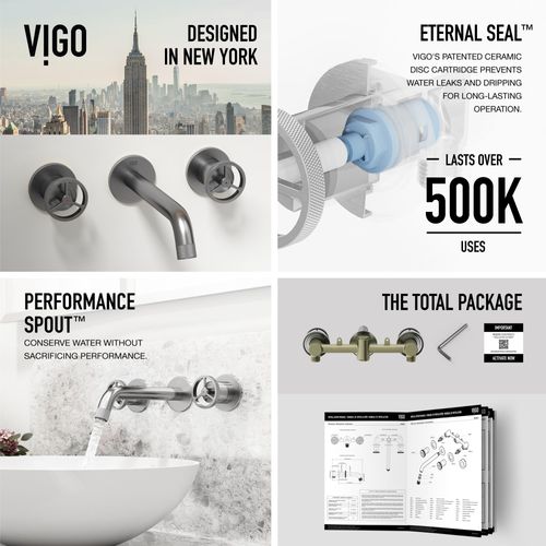 Main product image of Cass Two Handle Wall Mount Bathroom Faucet (Brushed Nickel), VG05007BN