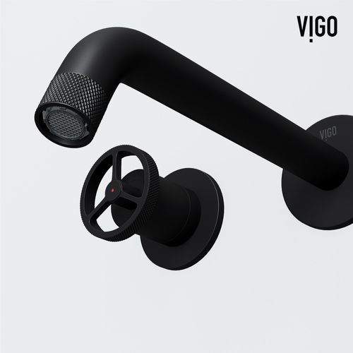 Main product image of Cass Two Handle Wall Mount Bathroom Faucet (Matte Black), VG05007MB