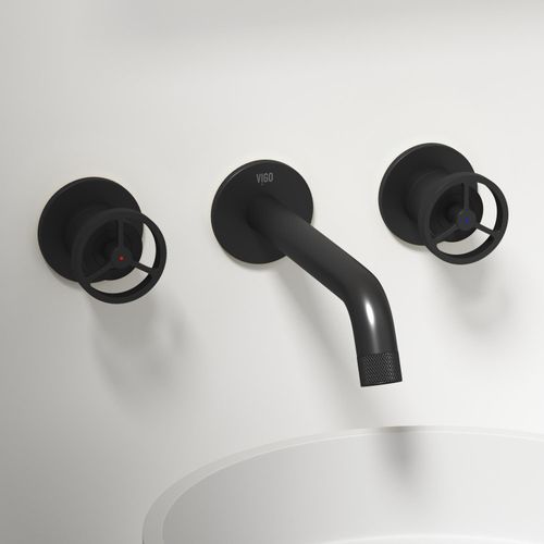 Main product image of Cass Two Handle Wall Mount Bathroom Faucet (Matte Black), VG05007MB