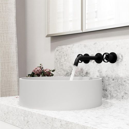 Main product image of Cass Two Handle Wall Mount Bathroom Faucet (Matte Black), VG05007MB