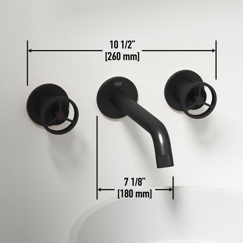 Main product image of Cass Two Handle Wall Mount Bathroom Faucet (Matte Black), VG05007MB