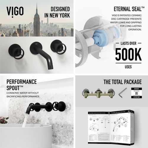 Main product image of Cass Two Handle Wall Mount Bathroom Faucet (Matte Black), VG05007MB