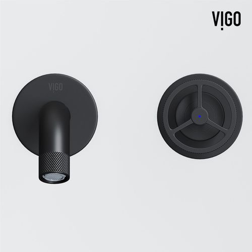 Main product image of Cass Two Handle Wall Mount Bathroom Faucet (Matte Black), VG05007MB