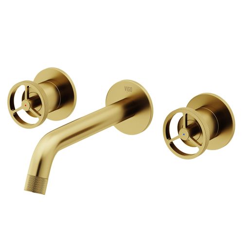 Main product image of Cass Two Handle Wall Mount Bathroom Faucet (Matte Brushed Gold), VG05007MG