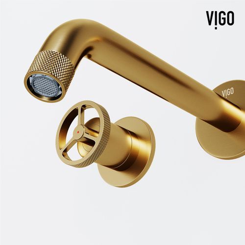 Main product image of Cass Two Handle Wall Mount Bathroom Faucet (Matte Brushed Gold), VG05007MG