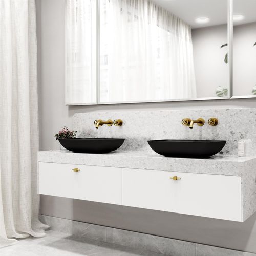 Main product image of Cass Two Handle Wall Mount Bathroom Faucet (Matte Brushed Gold), VG05007MG