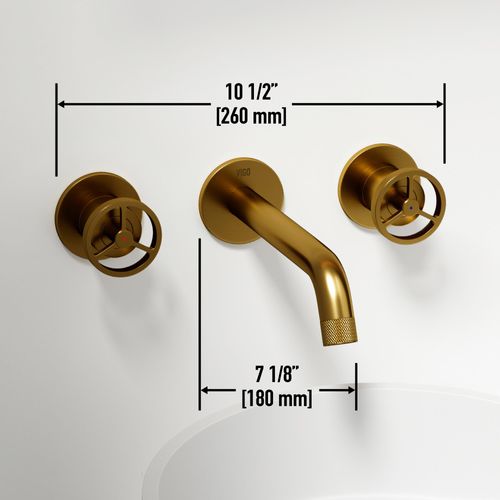 Main product image of Cass Two Handle Wall Mount Bathroom Faucet (Matte Brushed Gold), VG05007MG