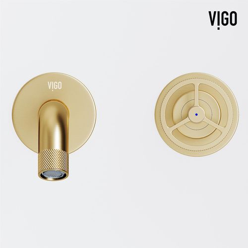Main product image of Cass Two Handle Wall Mount Bathroom Faucet (Matte Brushed Gold), VG05007MG