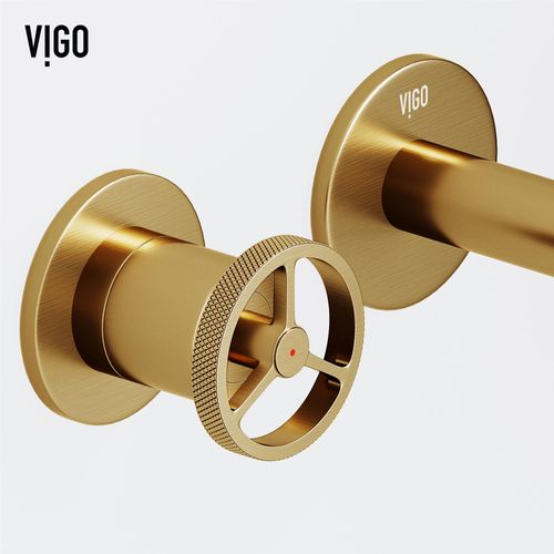Main product image of Cass Two Handle Wall Mount Bathroom Faucet (Matte Brushed Gold), VG05007MG
