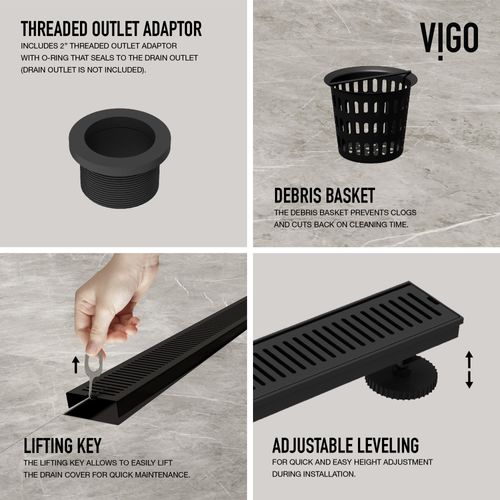 Main product image of Elan 24" Linear Shower Drain (Matte Black)