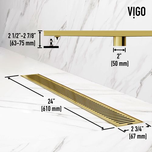 Main product image of Elan 24" Linear Shower Drain (Matte Brushed Gold)