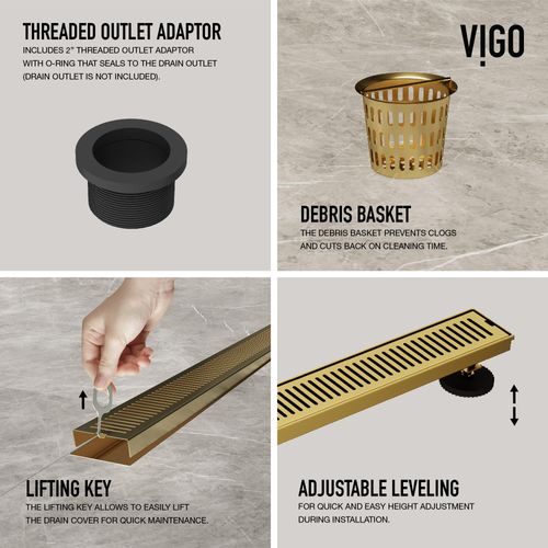Main product image of Elan 36" Linear ShowerDrain (Matte Brushed Gold)