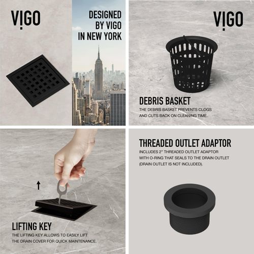Main product image of Elan Square Shower Drain (Matte Black)