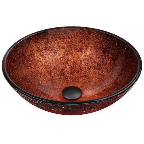 Main product image of Giovanni Glass 17" x 17" x 6" Round Vessel Bathroom Sink (Copper)