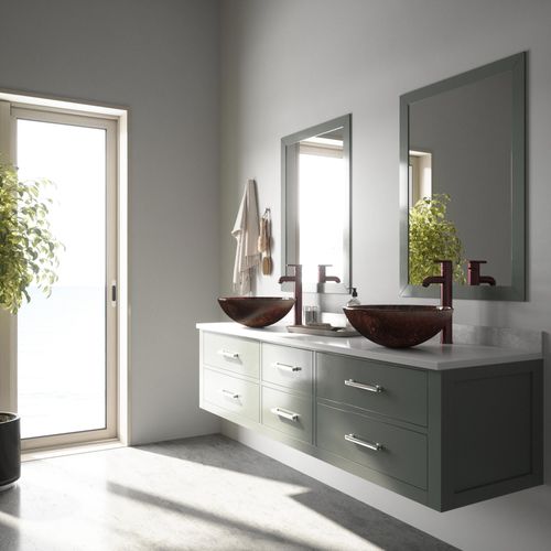 Main product image of Giovanni Glass 17" x 17" x 6" Round Vessel Bathroom Sink (Copper)