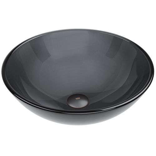 Main product image of Giovanni Glass 17" x 17" x 6" Round Vessel Bathroom Sink (Sheer Black)