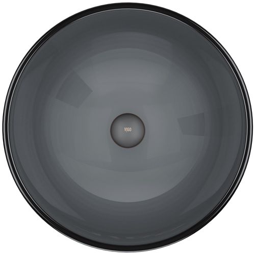 Main product image of Giovanni Glass 17" x 17" x 6" Round Vessel Bathroom Sink (Sheer Black)