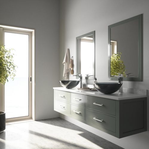 Main product image of Giovanni Glass 17" x 17" x 6" Round Vessel Bathroom Sink (Sheer Black)