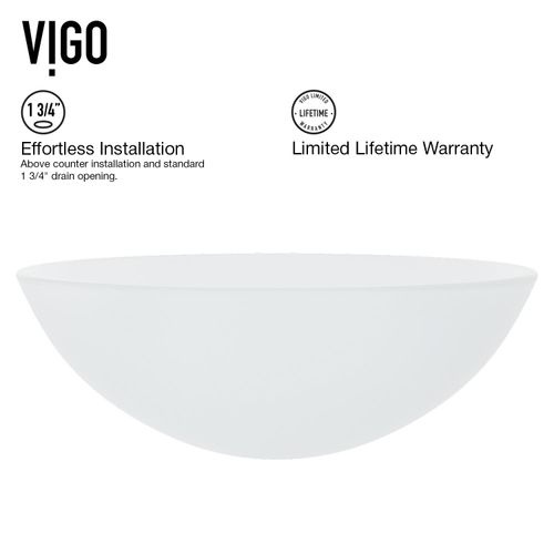 Main product image of Giovanni Glass 17" x 17" x 6" Round Vessel Bathroom Sink (Frosted White)