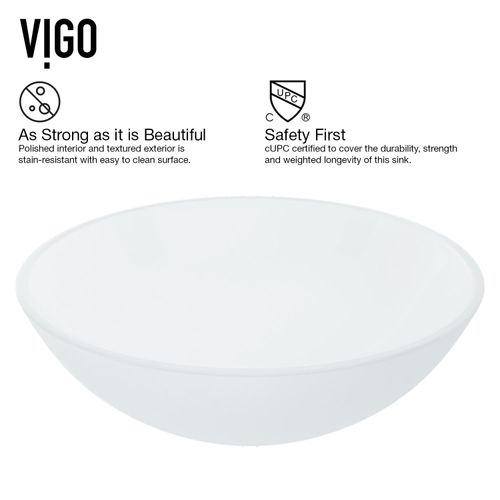 Main product image of Giovanni Glass 17" x 17" x 6" Round Vessel Bathroom Sink (Frosted White)