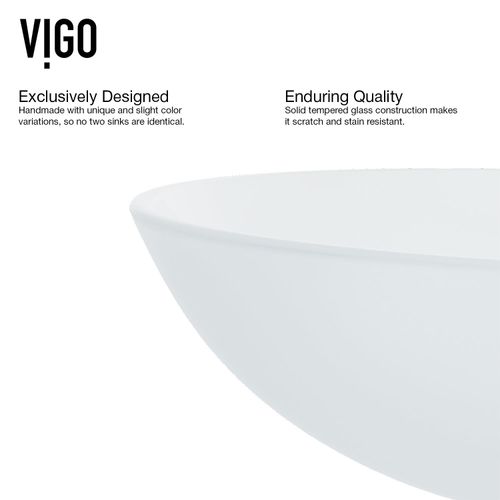 Main product image of Giovanni Glass 17" x 17" x 6" Round Vessel Bathroom Sink (Frosted White)