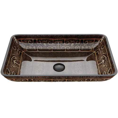 Main product image of Donatello Glass 22" x 15" x 5" Rectangular Vessel Bathroom Sink (Golden Green)