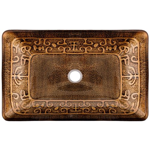 Main product image of Donatello Glass 22" x 15" x 5" Rectangular Vessel Bathroom Sink (Golden Green)