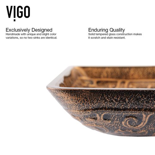 Main product image of Donatello Glass 22" x 15" x 5" Rectangular Vessel Bathroom Sink (Golden Green)