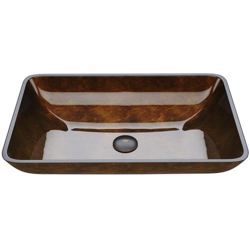 Main product image of Donatello Glass 22" x 15" x 5" Rectangular Vessel Bathroom Sink (Artistic Chocolate Brown)