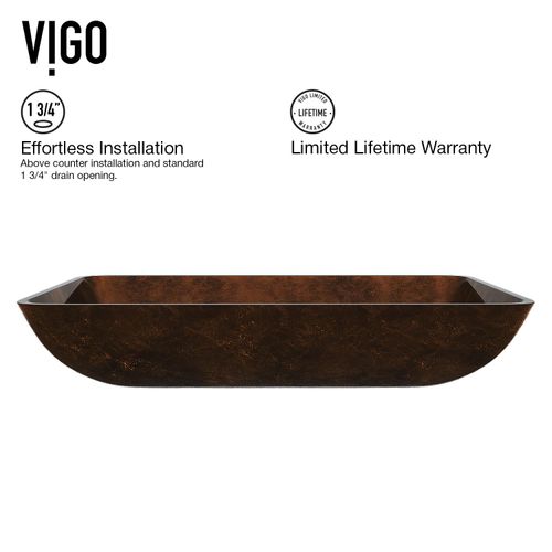 Main product image of Donatello Glass 22" x 15" x 5" Rectangular Vessel Bathroom Sink (Artistic Chocolate Brown)