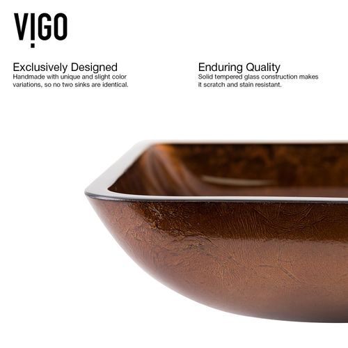 Main product image of Donatello Glass 22" x 15" x 5" Rectangular Vessel Bathroom Sink (Artistic Chocolate Brown)