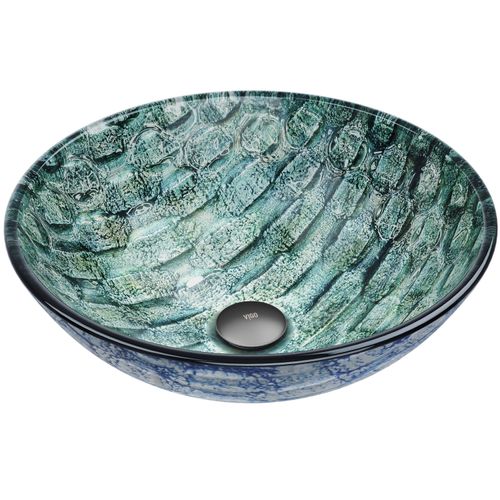 Main product image of Giovanni Glass 17" x 17" x 6" Round Vessel Bathroom Sink (Oceania Blue)