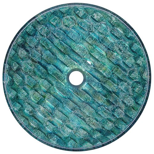 Main product image of Giovanni Glass 17" x 17" x 6" Round Vessel Bathroom Sink (Oceania Blue)