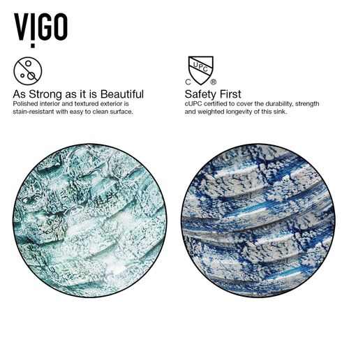 Main product image of Giovanni Glass 17" x 17" x 6" Round Vessel Bathroom Sink (Oceania Blue)