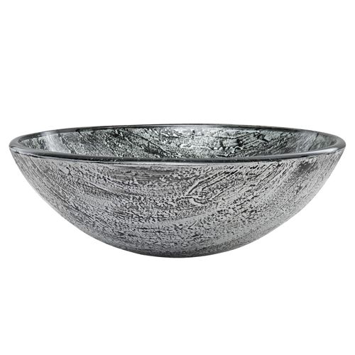 Main product image of Giovanni Glass 17" x 17" x 6" Round Vessel Bathroom Sink (Titanium Gray)