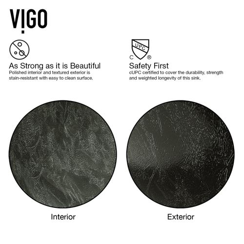 Main product image of Giovanni Glass 17" x 17" x 6" Round Vessel Bathroom Sink (Onyx Gray)