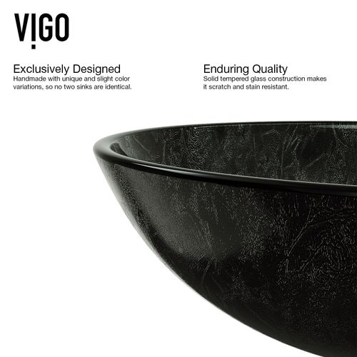 Main product image of Giovanni Glass 17" x 17" x 6" Round Vessel Bathroom Sink (Onyx Gray)