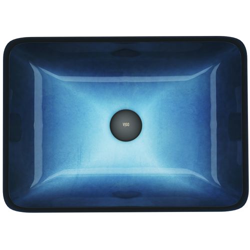 Main product image of Donatello Glass 18" x 13" x 4" Rectangular Vessel Bathroom Sink (Turquoise Blue)