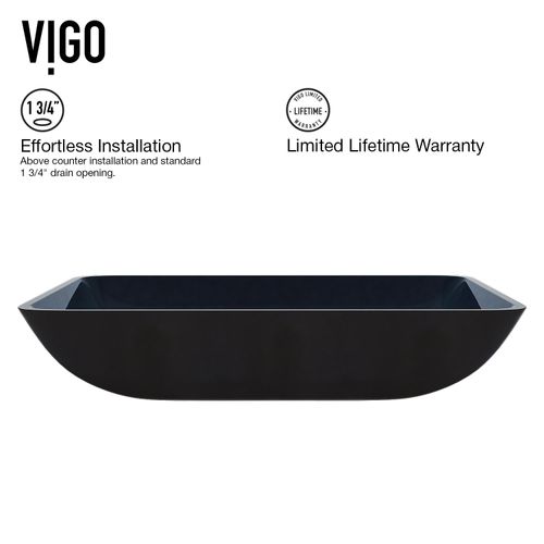 Main product image of Donatello Glass 18" x 13" x 4" Rectangular Vessel Bathroom Sink (Turquoise Blue)