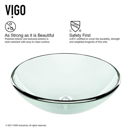 Main product image of Giovanni Glass 17" x 17" x 7" Round Vessel Bathroom Sink (Iridescent)