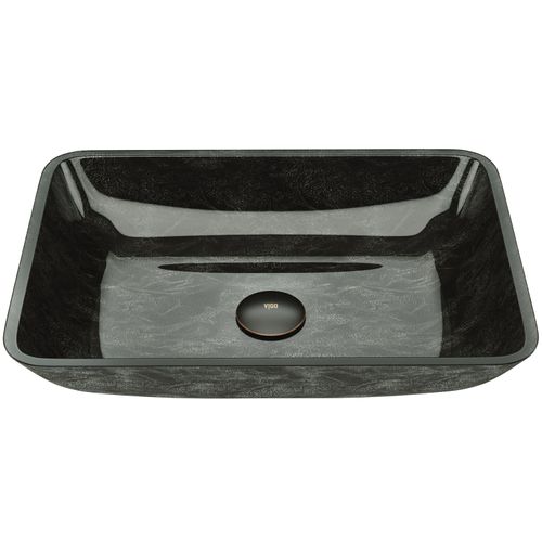 Main product image of Donatello Glass 18" 13" x 4" Rectangular Vessel Bathroom Sink (Artistic Onyx Gray)