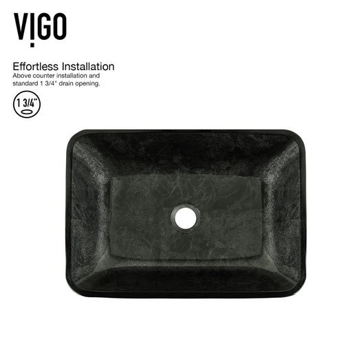 Main product image of Donatello Glass 18" 13" x 4" Rectangular Vessel Bathroom Sink (Artistic Onyx Gray)