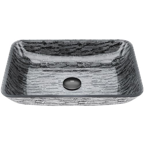 Main product image of Donatello Glass 18" x 13" x 4" Rectangular Vessel Bathroom Sink (Artistic Titanium Gray)
