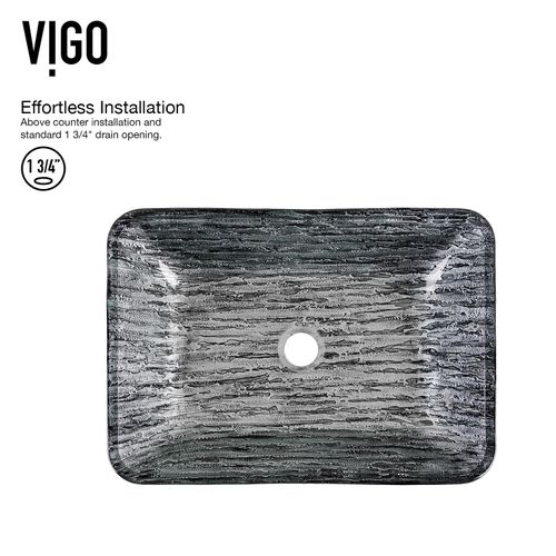 Main product image of Donatello Glass 18" x 13" x 4" Rectangular Vessel Bathroom Sink (Artistic Titanium Gray)