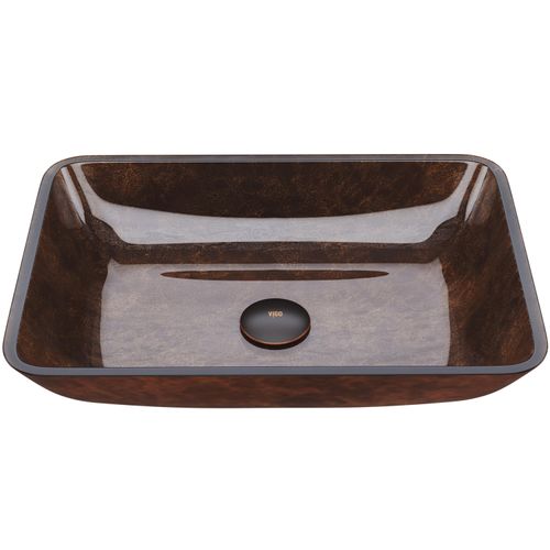 Main product image of Donatello Glass 18" x 13" x 4" Rectangular Vessel Bathroom Sink (Artistic Rubywood)