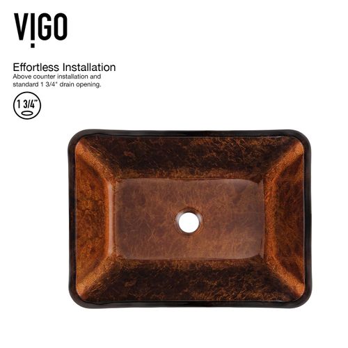 Main product image of Donatello Glass 18" x 13" x 4" Rectangular Vessel Bathroom Sink (Artistic Rubywood)