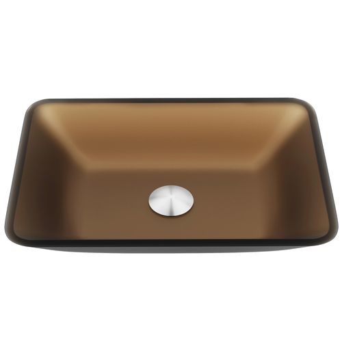 Main product image of Sottile Glass 18" x 13" x 4" Rectangular Bathroom Vessel Sink (Amber Gold)