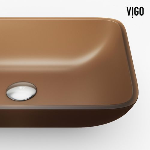 Main product image of Sottile Glass 18" x 13" x 4" Rectangular Bathroom Vessel Sink (Amber Gold)